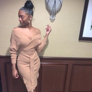 Tan Dress with Slits